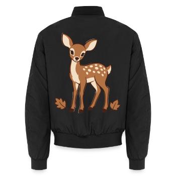 Niedliche Herbstreh-Waldhirsche - Unisex Bomberjacke - Schwarz - Hinten - AI Model Male 185 light (185cm)