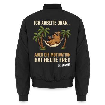 Capybara Entspannt lustiger Spruch  - Unisex Bomberjacke - Schwarz - Hinten - AI Model Male 185 light (185cm)