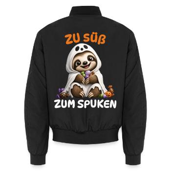 Zu Süß Zum Spuken – Faultier Geist Kinder - Unisex Bomberjacke - Schwarz - Hinten - AI Model Male 185 light (185cm)