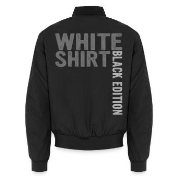 Weißes Shirt Schwarze Edition  - Unisex Bomberjacke - Schwarz - Hinten - AI Model Male 185 light (185cm)