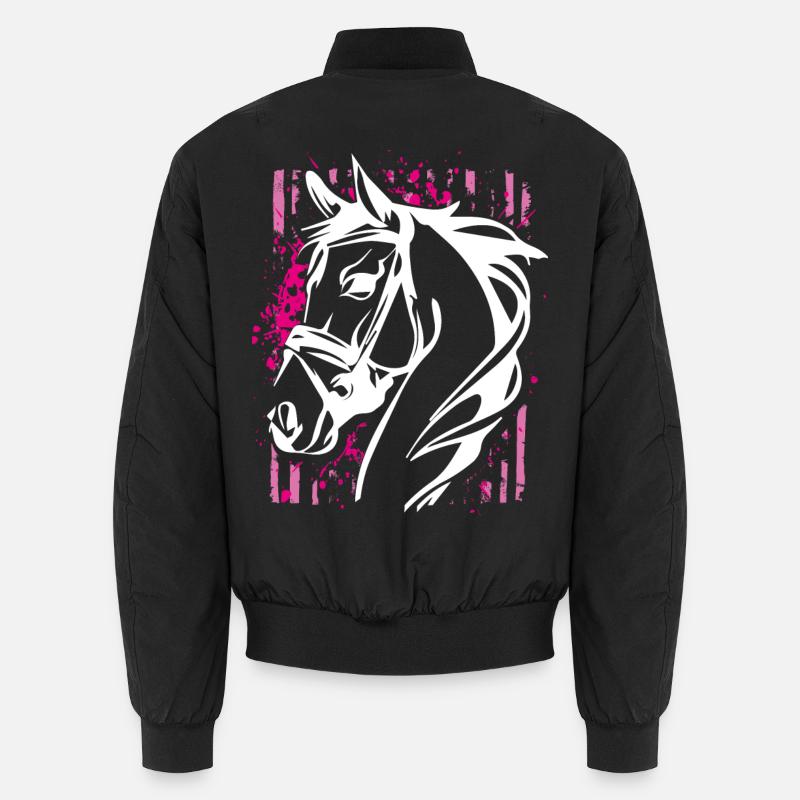 Graffiti Style Horse with Pink Color Splash Unisex Bomber Jacket