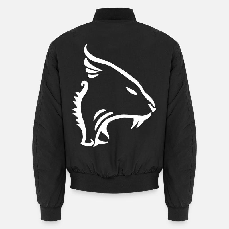 White Minimalist Lion - Unisex Bomber Jacket - black