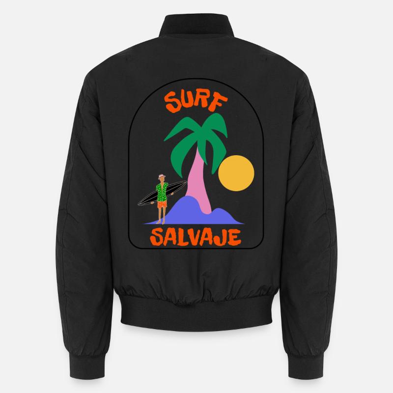 Surf Salvaje Palm Sunset - Unisex Bomber Jacket - black
