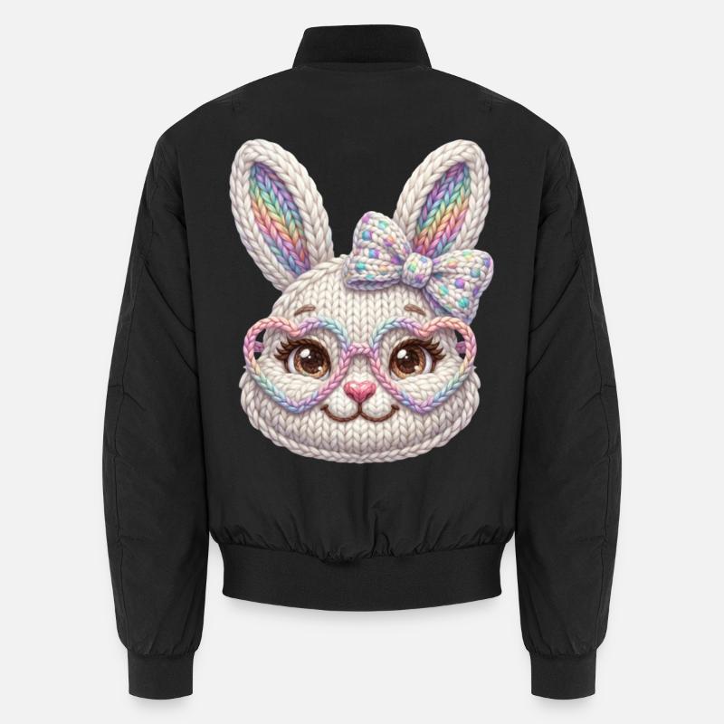 Easter Bunny Sunglasses Bow Faux Yarn Easter Unisex Bomber Jacket