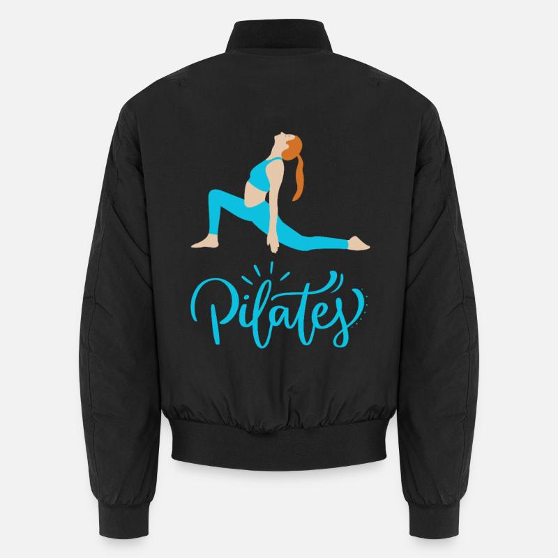 Pilates in Motion Blue Silhouette Unisex Bomber Jacket