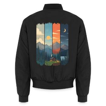 Horizonte in vier Gebirgstafeln - Unisex Bomberjacke - Schwarz - Hinten - AI Model Male 185 light (185cm)