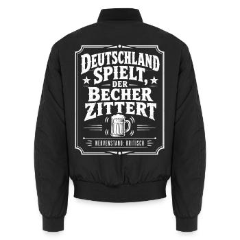 Deutschland spielt, der Becher zittert - Unisex Bomberjacke - Schwarz - Hinten - AI Model Male 185 light (185cm)