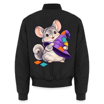 Patchwork-Maus mit bunter Kapuze - Unisex Bomberjacke - Schwarz - Hinten - AI Model Male 185 light (185cm)