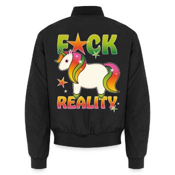 Regenbogen Einhorn - Unisex Bomberjacke - Schwarz - Hinten - AI Model Male 185 light (185cm)