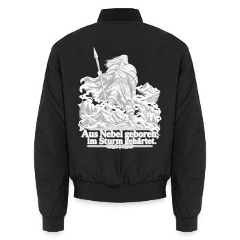 Sturmgeborener Krieger im Schneeschatten - Unisex Bomberjacke - Schwarz - Hinten - AI Model Male 185 light (185cm)