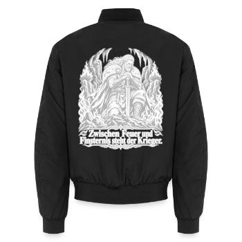 Krieger zwischen Feuer und Finsternis - Unisex Bomberjacke - Schwarz - Hinten - AI Model Male 185 light (185cm)