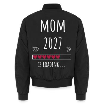 Mom to be 2027 – Schwangerschaft Verkünden - Unisex Bomberjacke - Schwarz - Hinten - AI Model Male 185 light (185cm)