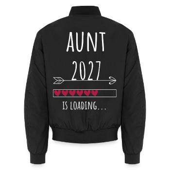 Aunt to be 2027 – Schwangerschaft Verkünden - Unisex Bomberjacke - Schwarz - Hinten - AI Model Male 185 light (185cm)