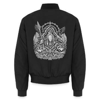  Odin mit Wölfen - Unisex Bomberjacke - Schwarz - Hinten - AI Model Male 185 light (185cm)