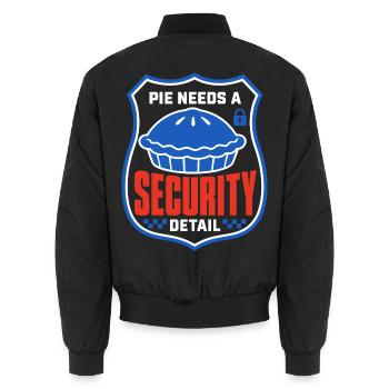 Kuchenhumor – Pie Needs a Security Detail - Unisex Bomberjacke - Schwarz - Hinten - AI Model Male 185 light (185cm)