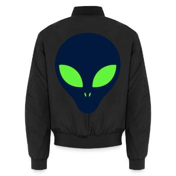 Alien Gesicht Gruen Grafik - Unisex Bomberjacke - Schwarz - Hinten - AI Model Male 185 light (185cm)