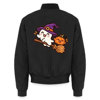 Süßer Hexengeist auf Besen – Halloween - Unisex Bomberjacke - Schwarz - Hinten - AI Model Male 185 light (185cm)