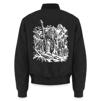 Bergtrolle – Unheimlicher Marsch - Unisex Bomberjacke - Schwarz - Hinten - AI Model Male 185 light (185cm)