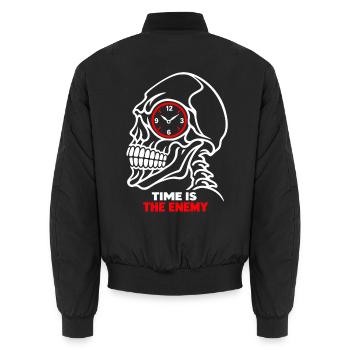 Totenkopfuhr – Zeit ist der Feind - Unisex Bomberjacke - Schwarz - Hinten - AI Model Male 185 light (185cm)