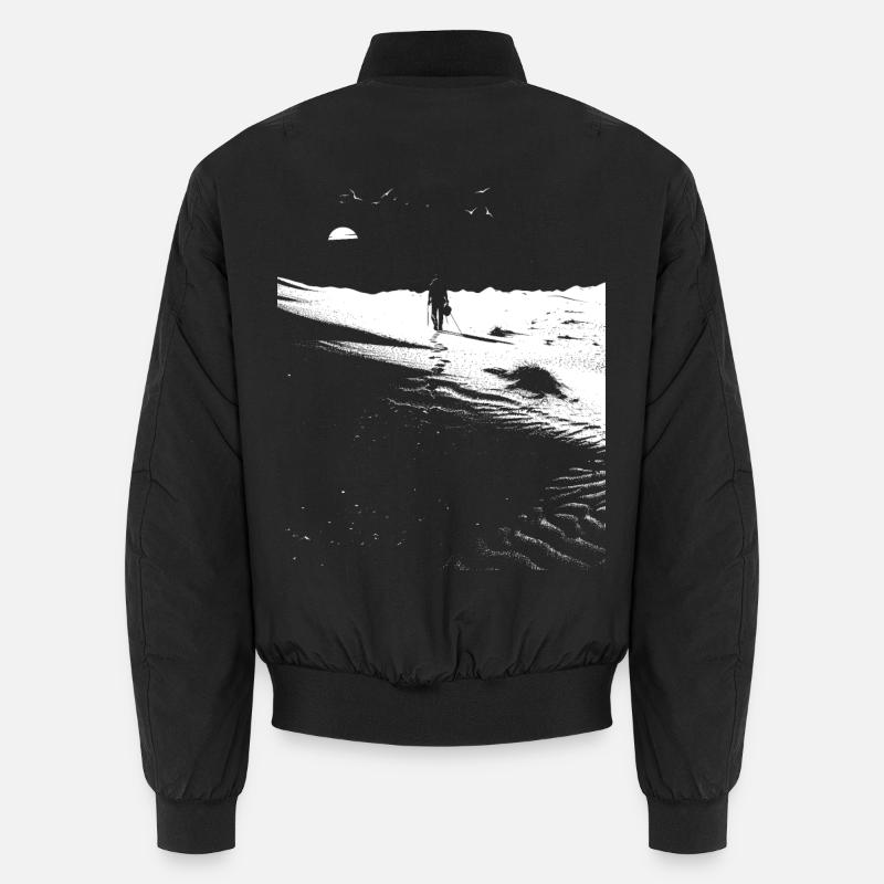 Path through the desert with footprints - Monochrome Art Unisex Bomber Jacket