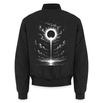 Sonnenfinsternis über dem Meer im Zeichenstil - Unisex Bomberjacke - Schwarz - Hinten - AI Model Male 185 light (185cm)