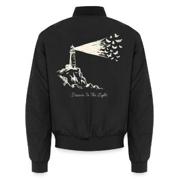 Drawn To The Light Lighthouse - Unisex Bomberjacke - Schwarz - Hinten - AI Model Male 185 light (185cm)