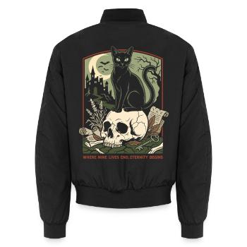 Halloween Katze - Unisex Bomberjacke - Schwarz - Hinten - AI Model Male 185 light (185cm)