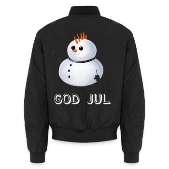 Gothic Schneemann God Jul - Schwedisch - Unisex Bomberjacke - Schwarz - Hinten - AI Model Male 185 light (185cm)