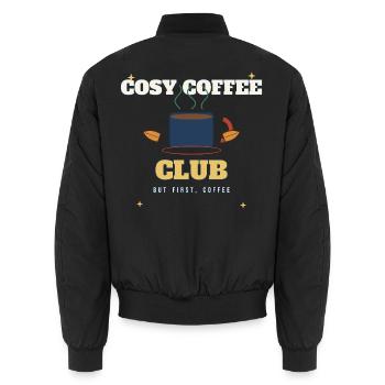 Cosy Coffee Club Logo Tee - Unisex Bomberjacke - Schwarz - Hinten - AI Model Male 185 light (185cm)
