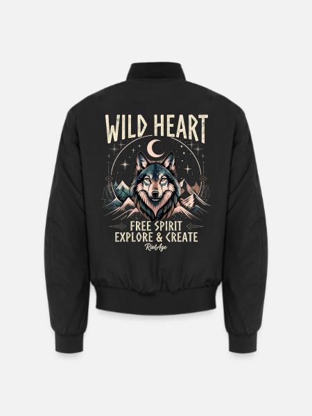 Wolf Wild Heart. Free Spirit - Unisex Bomberjacke - Schwarz