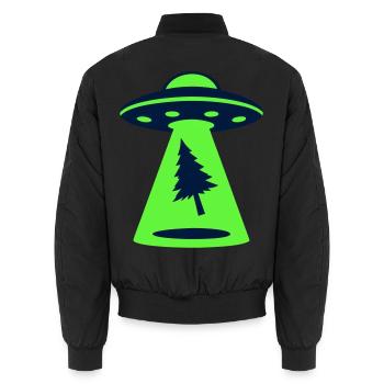 Ufo Entfuehrung Wald Logo - Unisex Bomberjacke - Schwarz - Hinten - AI Model Male 185 light (185cm)