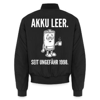 Akku leer. Seit ungefähr 1998. - Müde Batterie - Unisex Bomberjacke - Schwarz - Hinten - AI Model Male 185 light (185cm)