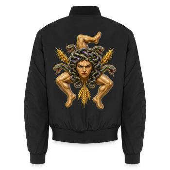 Sizilianische Trinacria ernst - Unisex Bomberjacke - Schwarz - Hinten - AI Model Male 185 light (185cm)