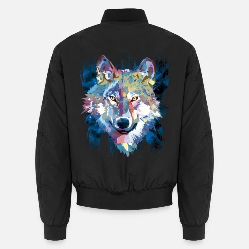 Polygon Wolf - Schöner grauer Wolf in Blau Unisex Bomberjacke