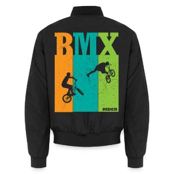BMX Farbblock Rider Silhouetten - Unisex Bomberjacke - Schwarz - Hinten - AI Model Male 185 light (185cm)