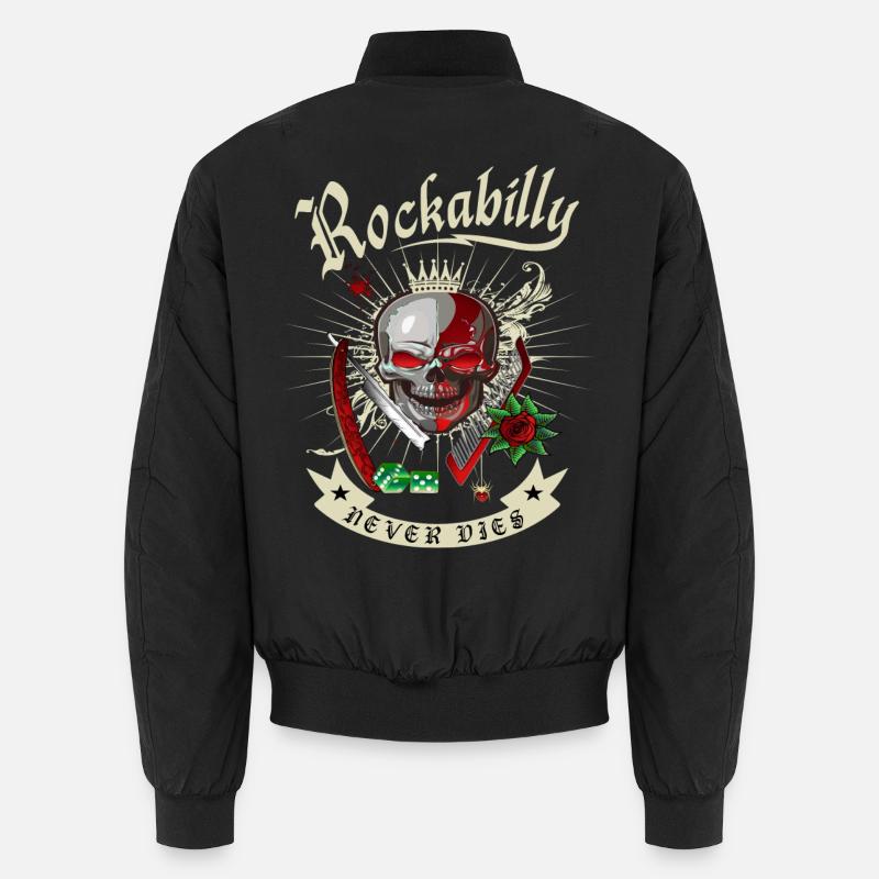 Rockabilly Skull - Unisex Bomber Jacket - black