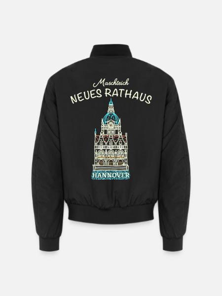 Hannover, kultiges Neues Rathaus, Niedersachsen - Unisex Bomberjacke - Schwarz