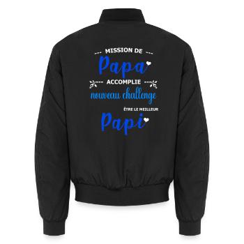 Mission de papa accomplie nouveau challenge être  - Bomber unisexe - noir - Dos - AI Model Male 185 light (185cm)