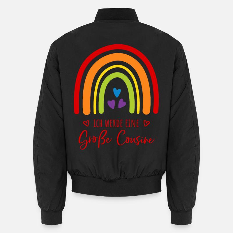 Ich werde eine große Cousine Regenbogen - Unisex Bomberjacke - Schwarz