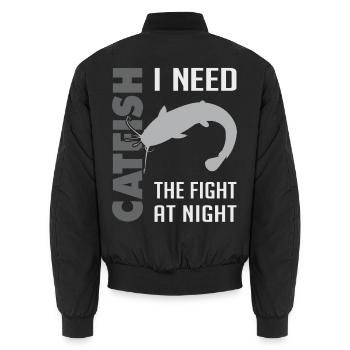 Combat de pêche au poisson-chat avec le poisson-chat fort - Bomber unisexe - noir - Dos - AI Model Male 185 light (185cm)