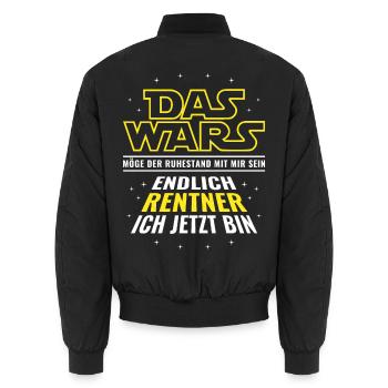 Rente Das wars - Endlich Rentner ich jetzt bin - Unisex Bomberjacke - Schwarz - Hinten - AI Model Male 185 light (185cm)