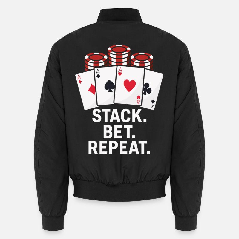 Stack Bet Repeat Casino Glücksspiel Poker Unisex Bomberjacke