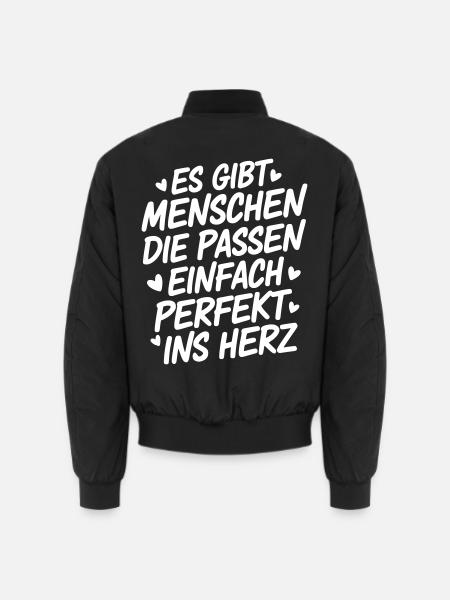 Menschen die passen einfach perfekt ins Herz - Unisex Bomberjacke - Schwarz