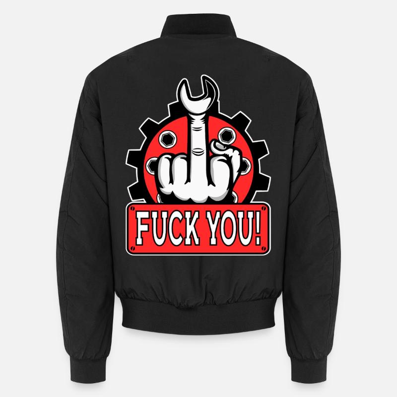 Provokantes Mittelfinger Statement - Unisex Bomberjacke - Schwarz