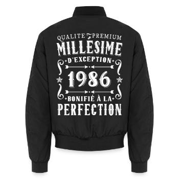 40-jähriges Jubiläumsgeschenk 1986 Partygeschenk - Unisex Bomberjacke - Schwarz - Hinten - AI Model Male 185 light (185cm)