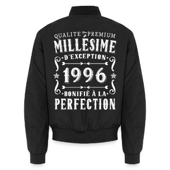 30 Year Anniversary Vintage 1996 Party Gift - Unisex Bomber Jacket - black - Back - AI Model Male 185 light (185cm)