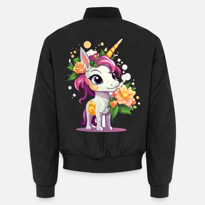 Licorne avec couronne de fleurs – Couleurs pastel Bomber unisexe