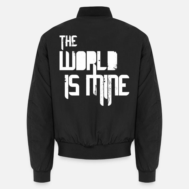 World Is Mine - White - Unisex Bomber Jacket - black