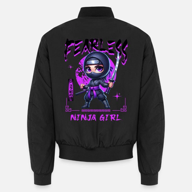 Ninja Mädchen Chibi mit Katana - Unisex Bomberjacke - Schwarz