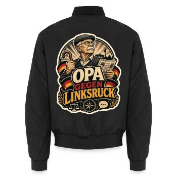 OPA GEGEN LINKSRUCK - Unisex Bomberjacke - Schwarz - Hinten - AI Model Male 185 light (185cm)